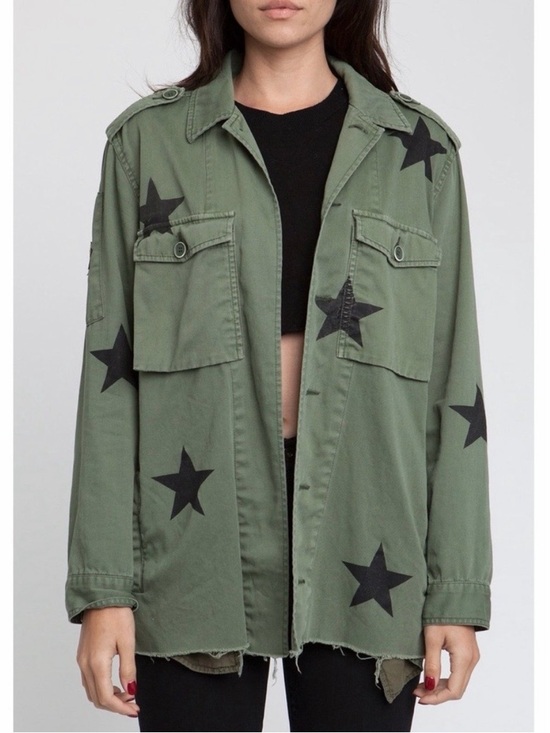 pistola Jackets & Blazers - Pistola Camilo Olive Green Military Jacket Star Print